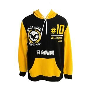 Haikyu Men's L karasuno high school volleyball club colorblock hoodie NWT